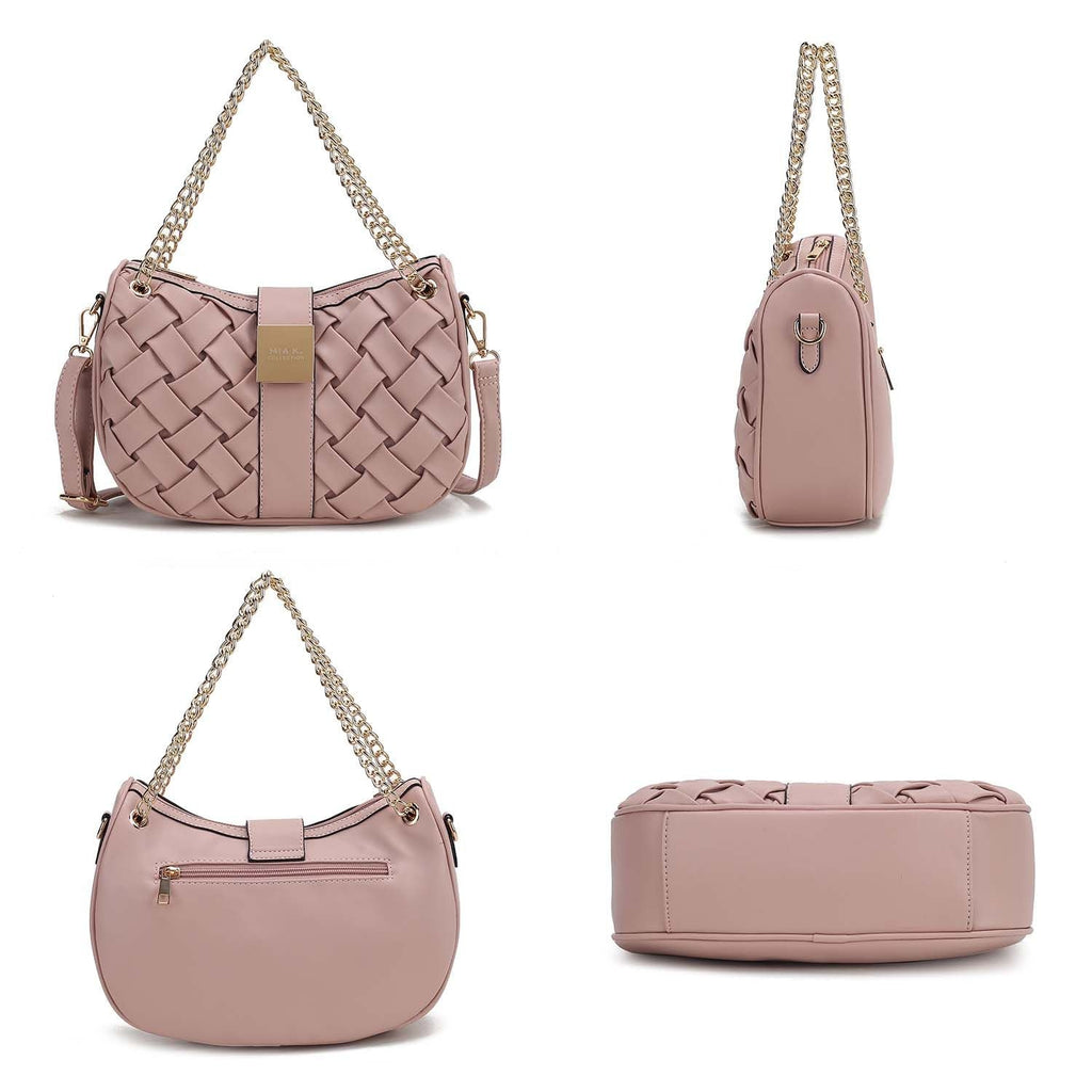 MKF Collection Solari Braided Chain Shoulder Bag. Stylish Handbag with Gold Tone Accents by Mia K.