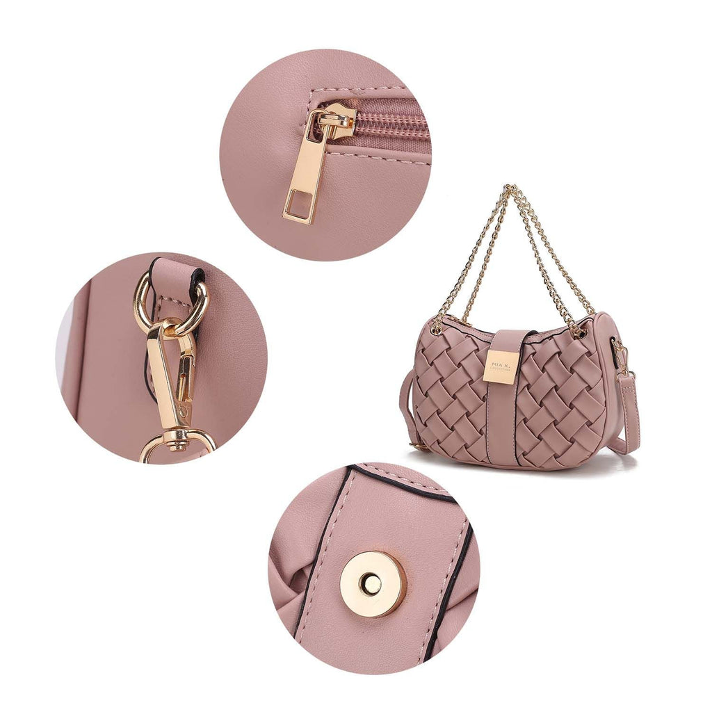 MKF Collection Solari Braided Chain Shoulder Bag. Stylish Handbag with Gold Tone Accents by Mia K.