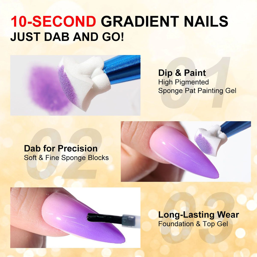 Limegirl Gradient Painting Gel, 9 Bright Colors Ombre GelNail Polish for Pigment Pat Nails Nails French ManicureSoak Off UV Set
