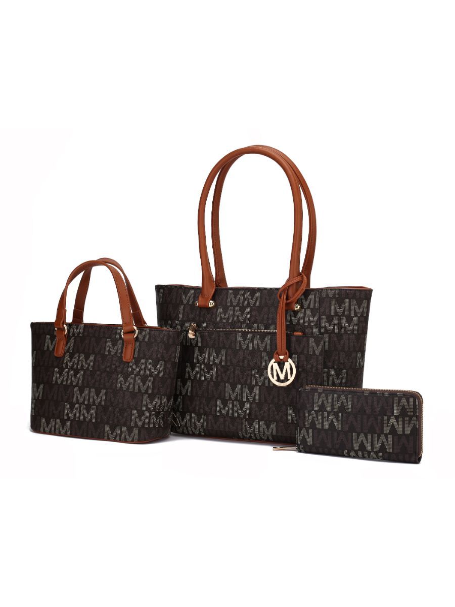 MKF Collection Lady II M Signature Large Tote, Small Tote & Wallet Set, Stylish Womens Handbag M Design by Mia K