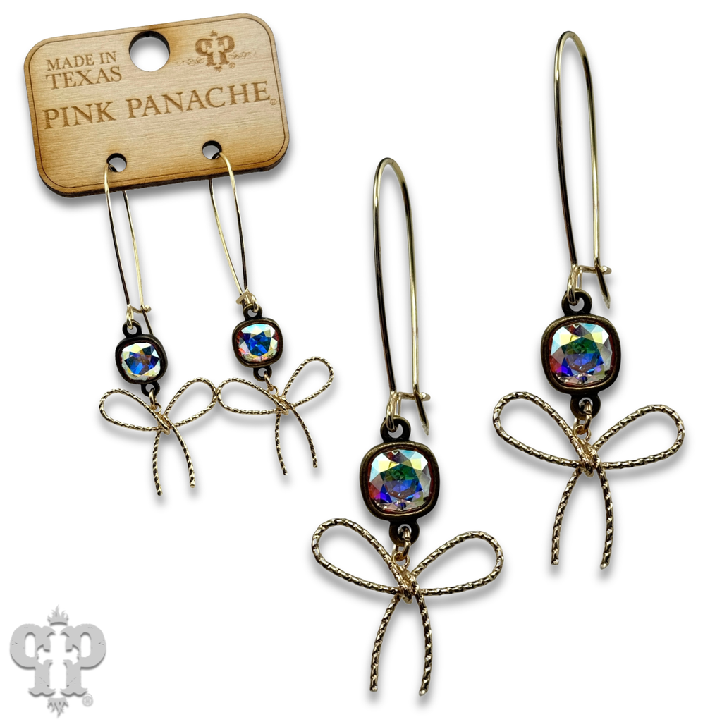 Textured bow earring with crystals from Swarovski®- LC