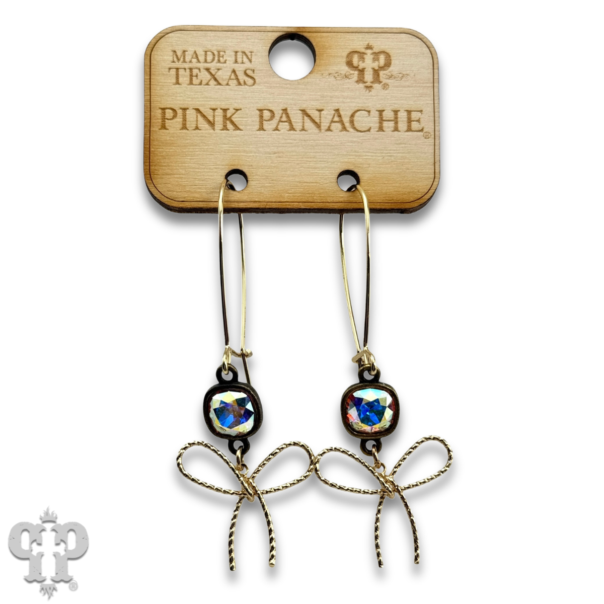 Textured bow earring with crystals from Swarovski®- LC