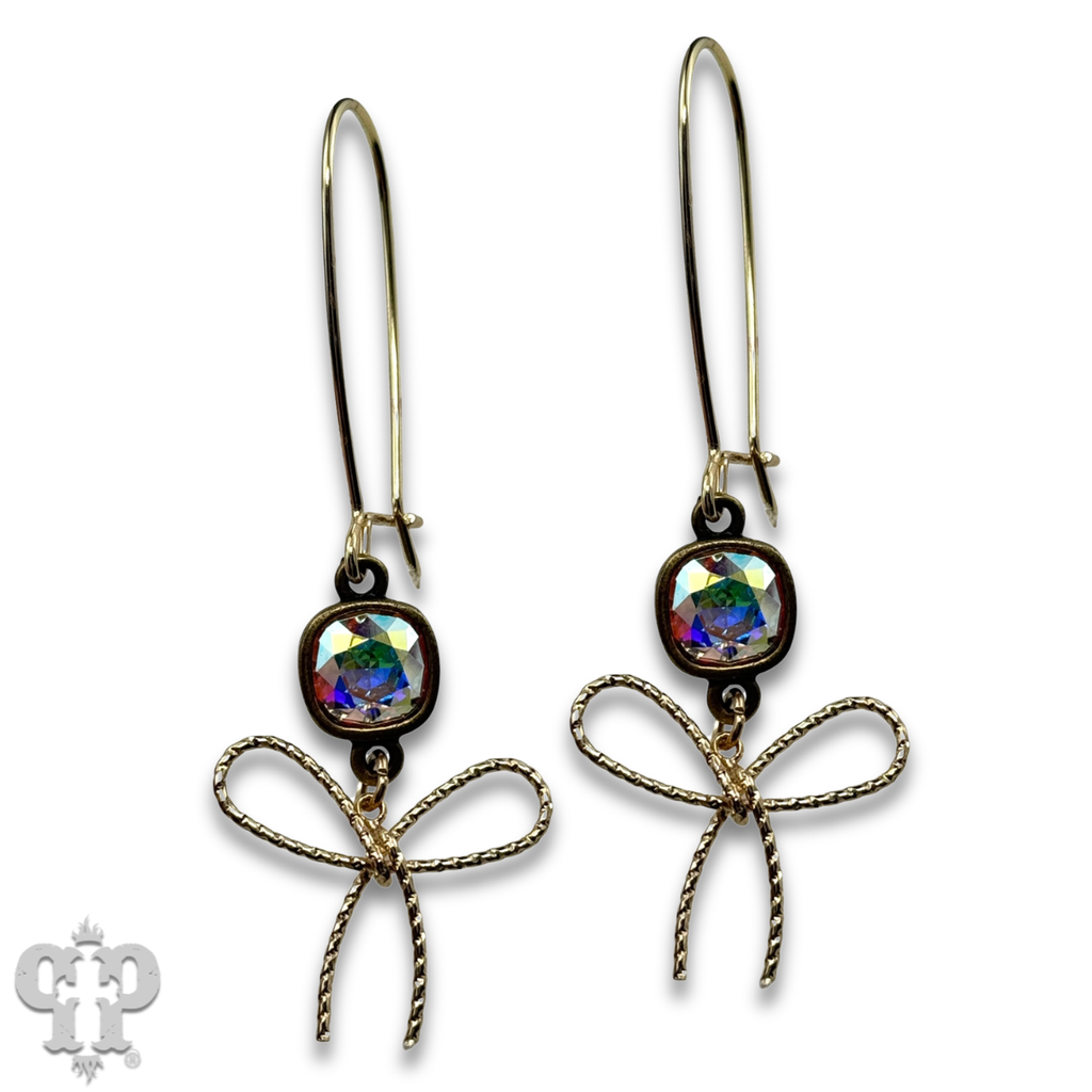 Textured bow earring with crystals from Swarovski®- LC