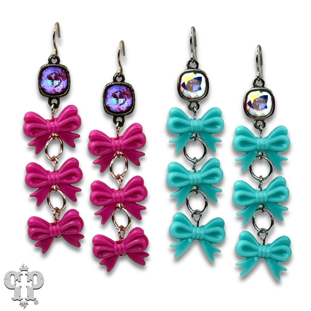Acrylic triple bow earring with crystals from Swarovski®- LC