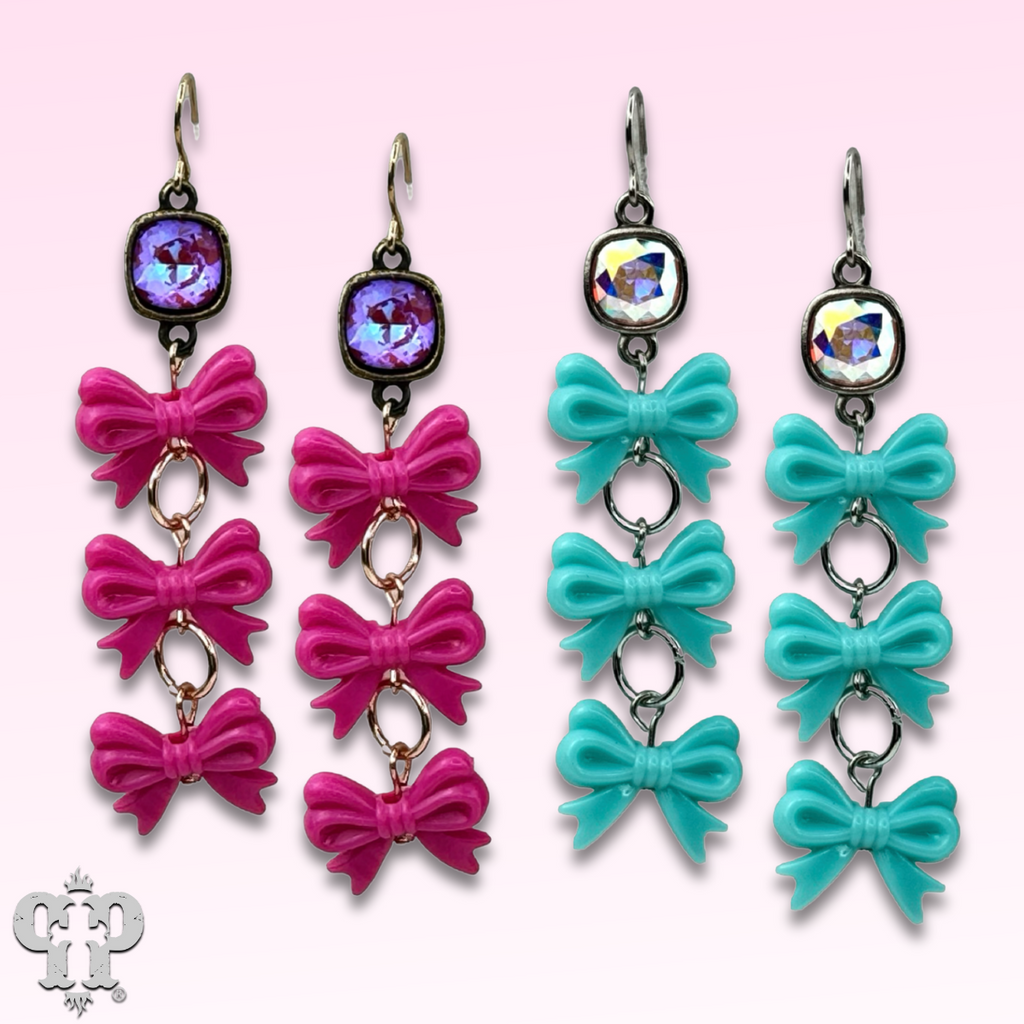 Acrylic triple bow earring with crystals from Swarovski®- LC
