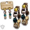 Multi-color oval rhinestone hoop earring - LC