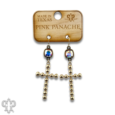 Gold cross earring with crystals from Swarovski®- LC