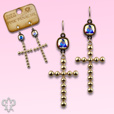 Gold cross earring with crystals from Swarovski®- LC