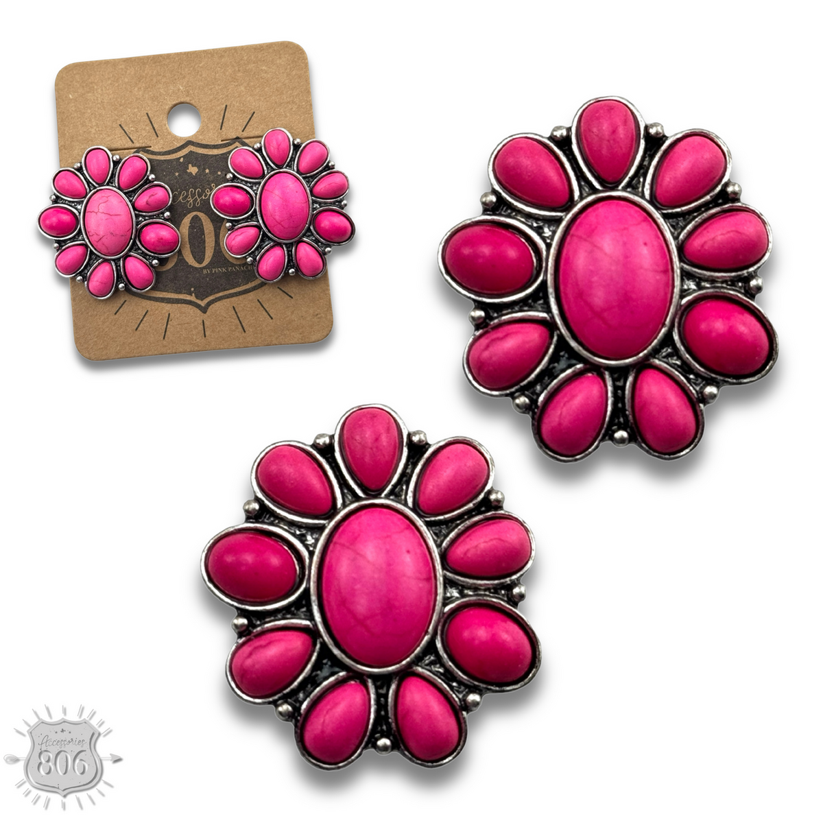 Western stone flower post earring