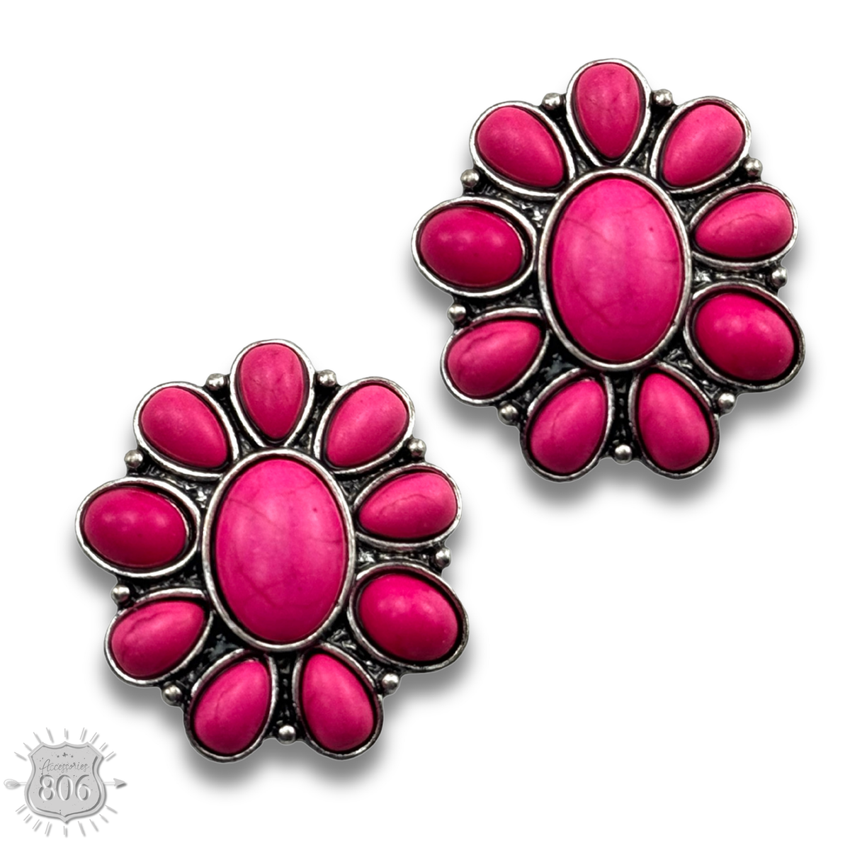 Western stone flower post earring