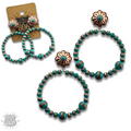 Beaded circle on concho post earring - LC