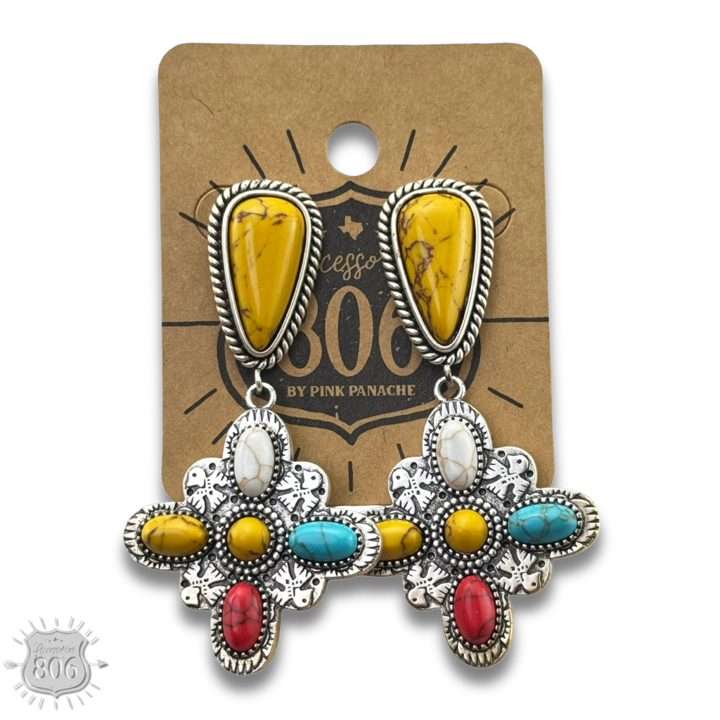 Multi-color four point cross earring, last call