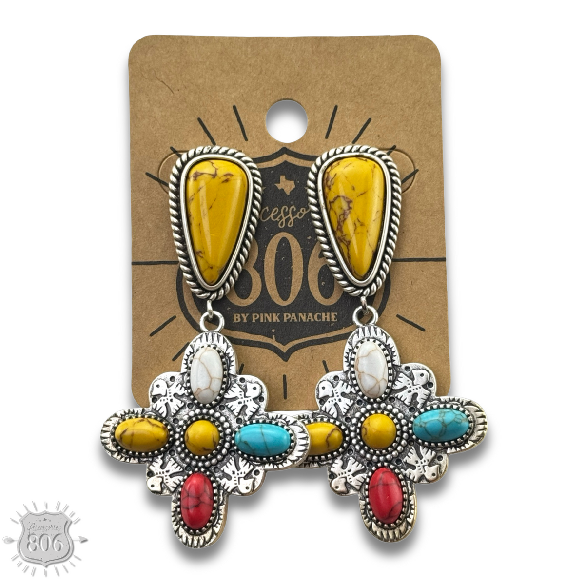 Multi-color four point cross earring, last call