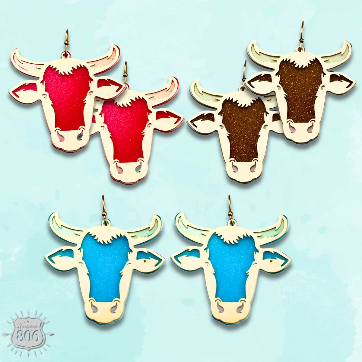 Acrylic steer head earring, last call