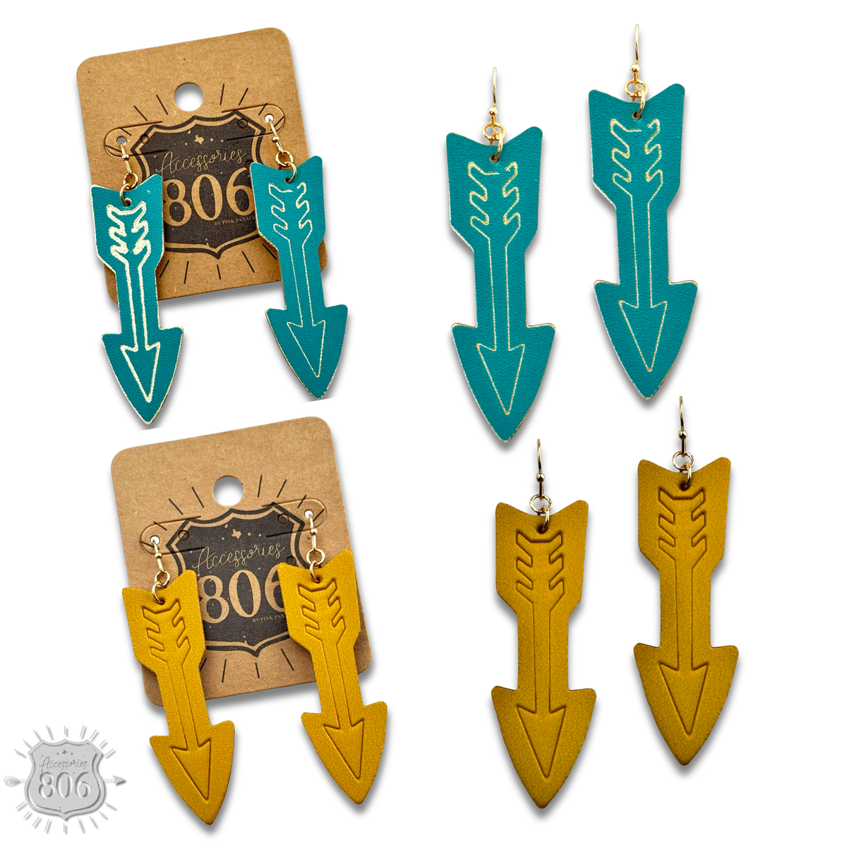 Embossed leather arrow earring - LC