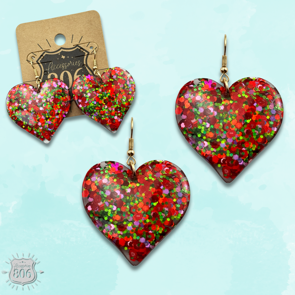 Acrylic glitter heart earring