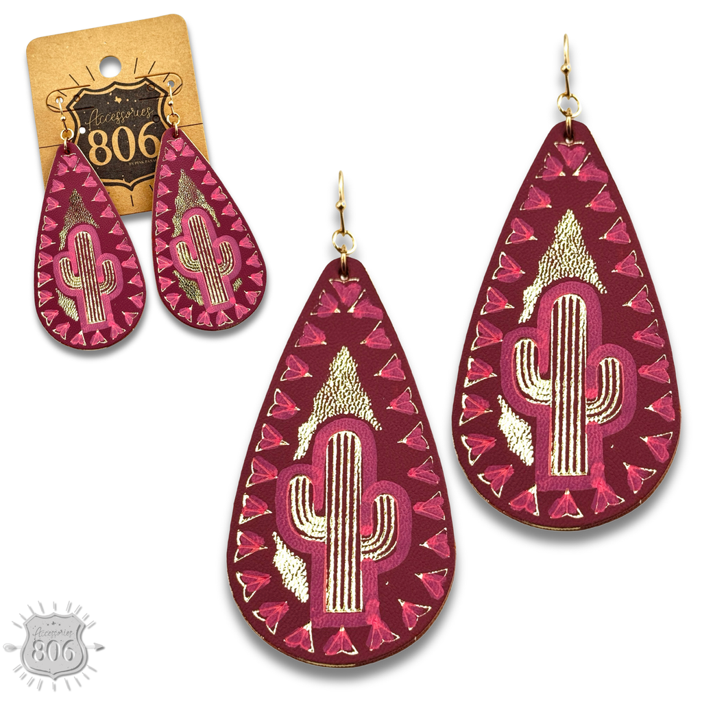 Saguaro cactus teardrop earring - LC