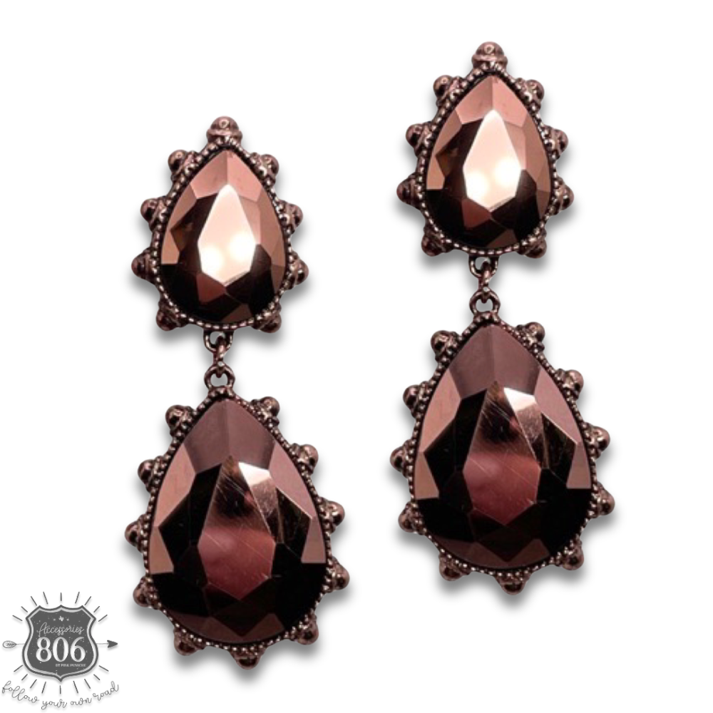 Western rhinestone teardrop earring - LC
