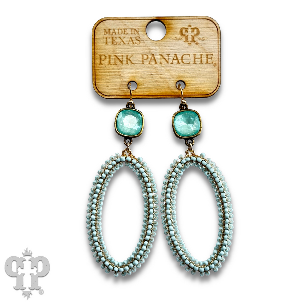Seed bead wrapped oval shape earring with crystals from Swarovski®