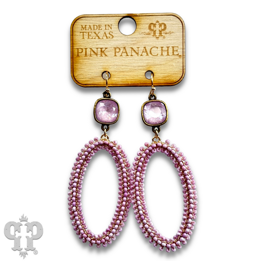Seed bead wrapped oval shape earring with crystals from Swarovski®