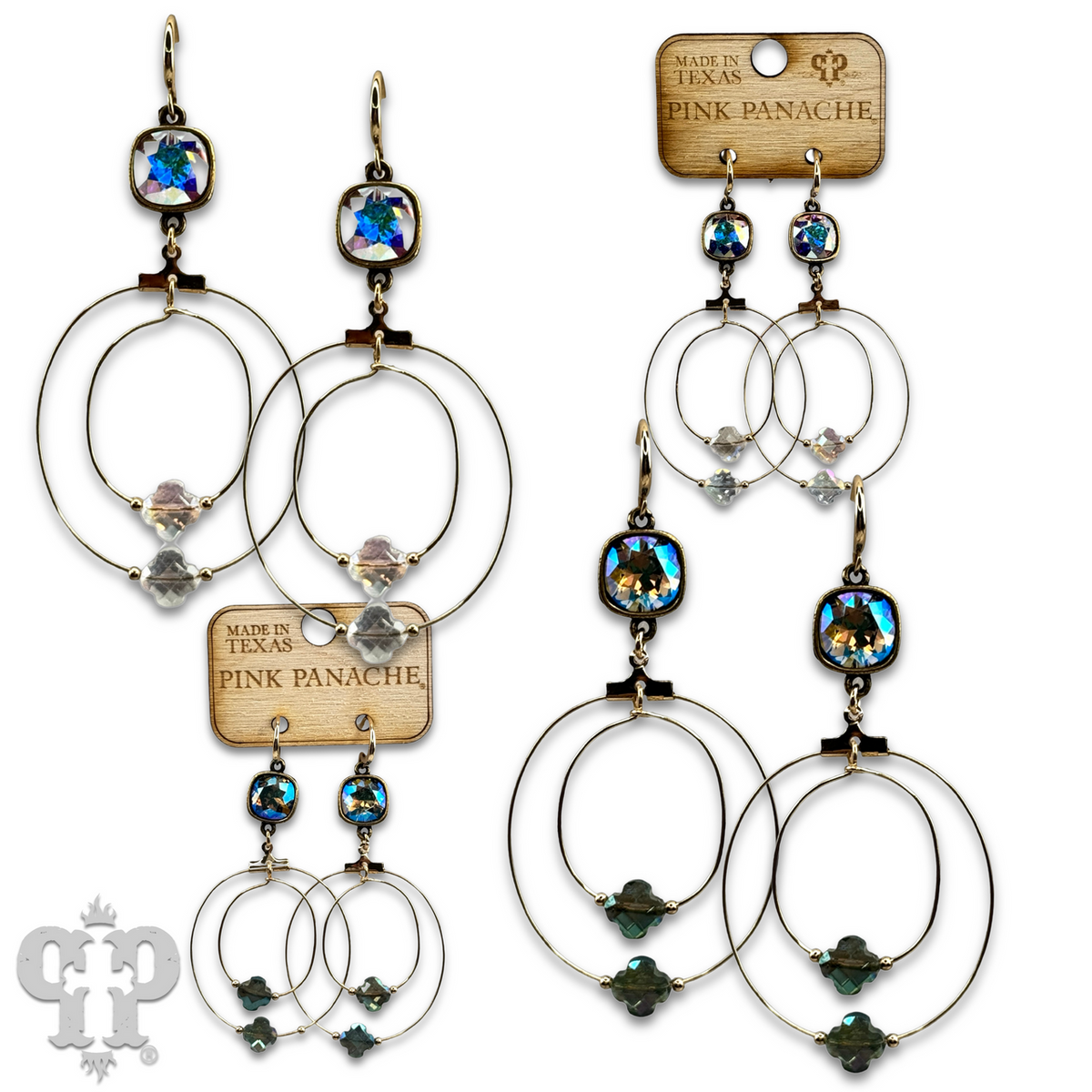Faceted clover bead earring with crystals from Swarovski®