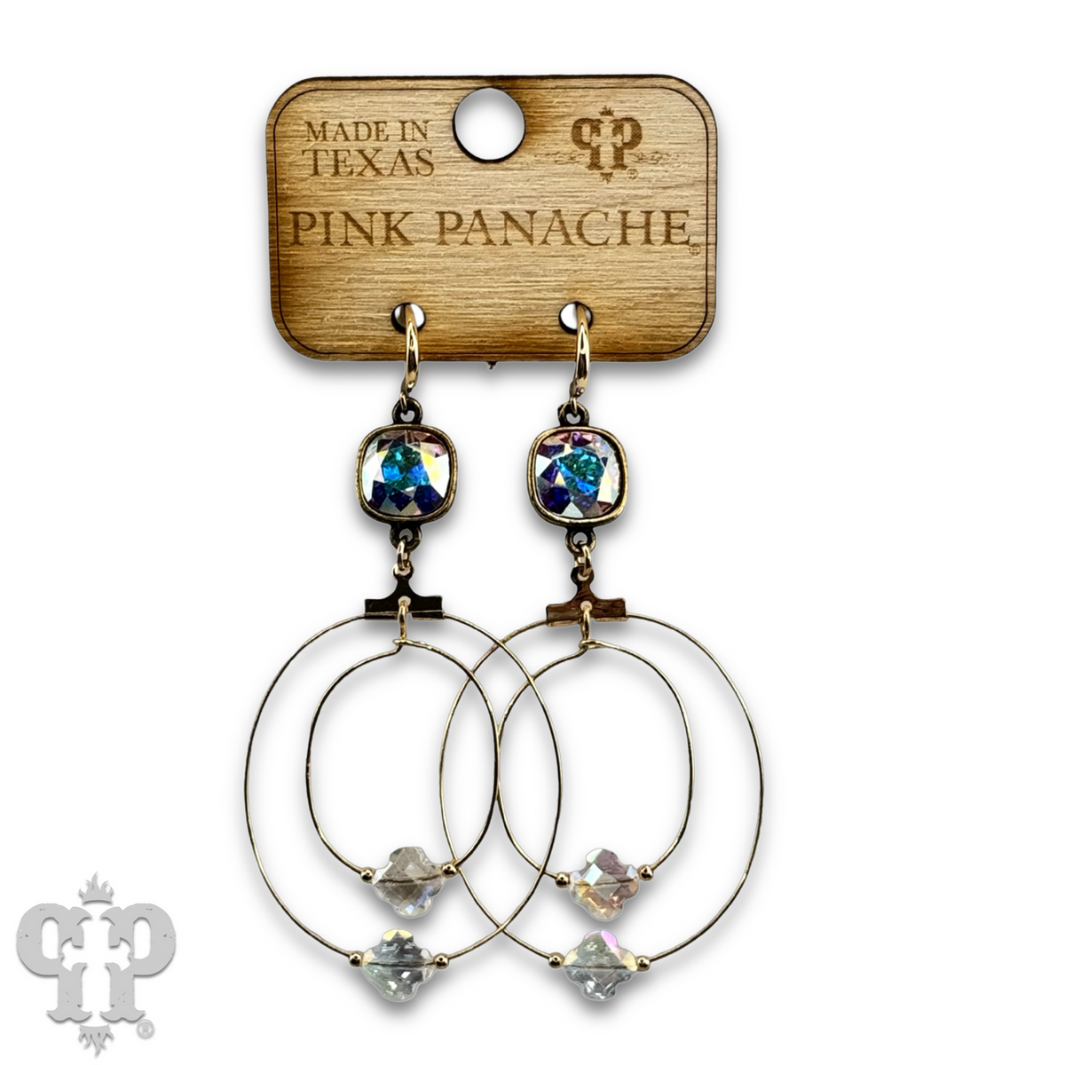 Faceted clover bead earring with crystals from Swarovski®