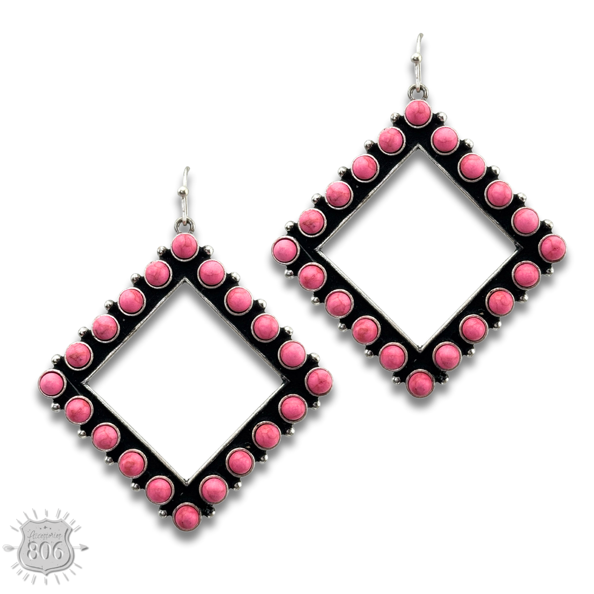 Stone diamond shape earring