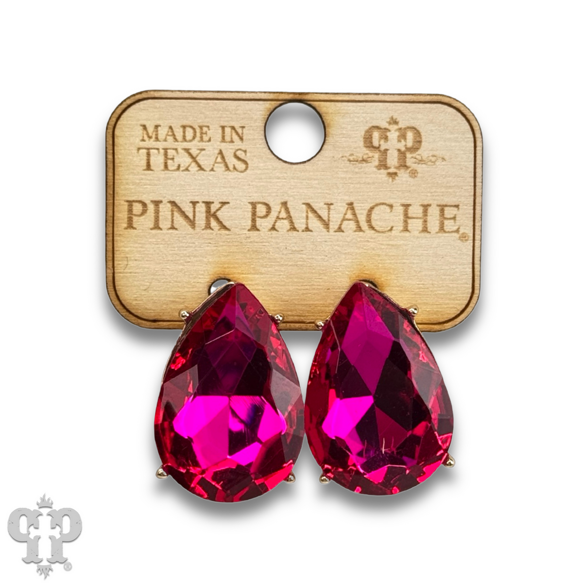 Teardrop rhinestone post earring