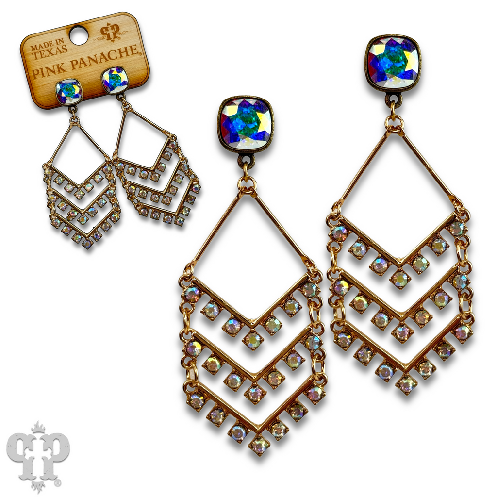 Chevron shape rhinestone earring with crystals from Swarovski®
