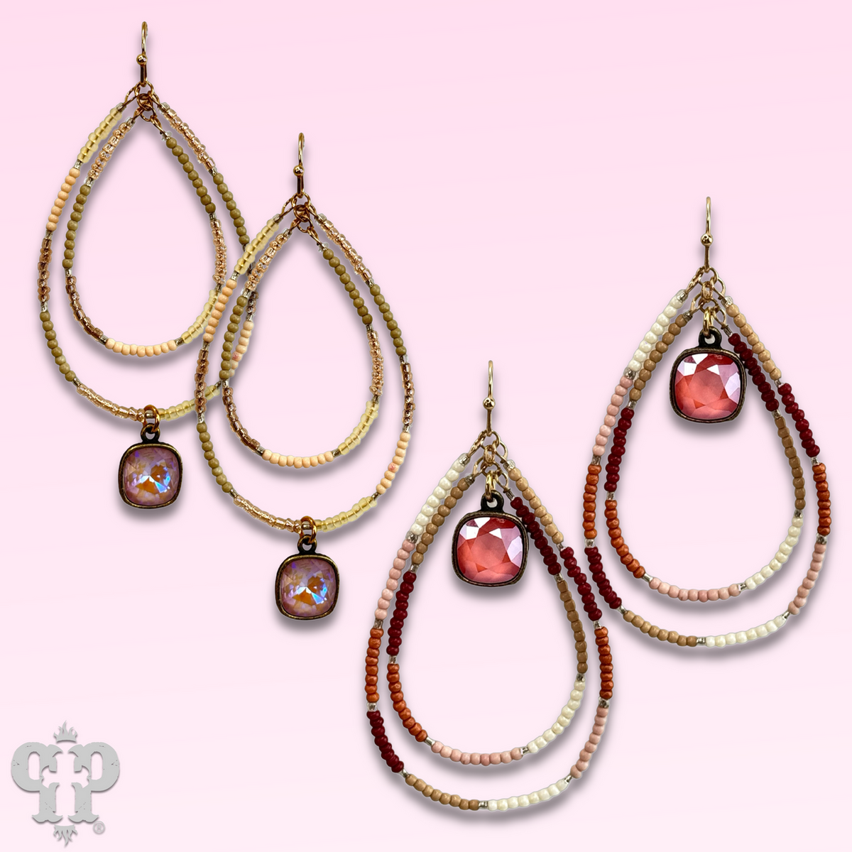 Double seed bead teardrop with crystals from Swarovski® - last call