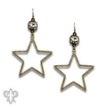 Gold open star earring, Austrian crystal - LC