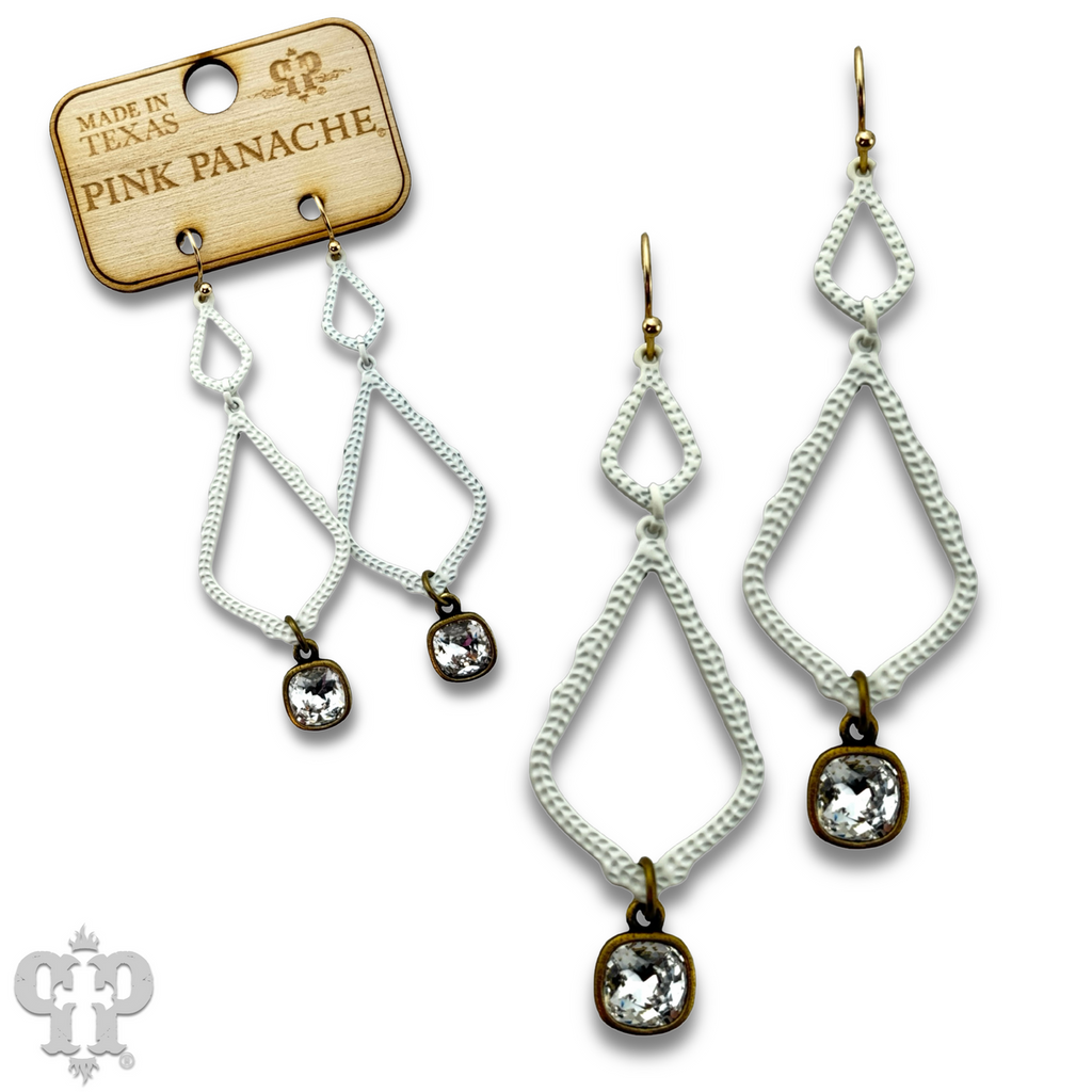 White Crystal Doble Teadrop Earring