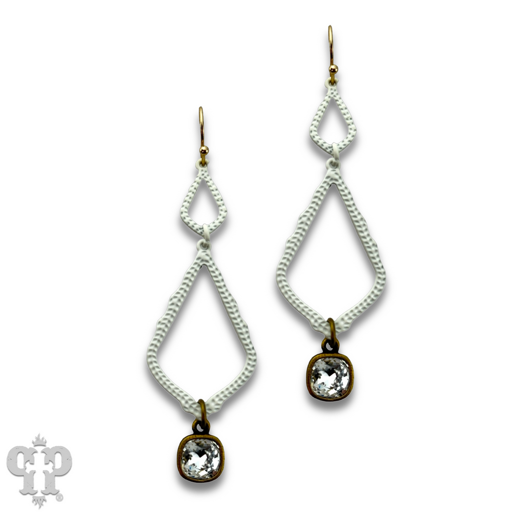 White Crystal Doble Teadrop Earring