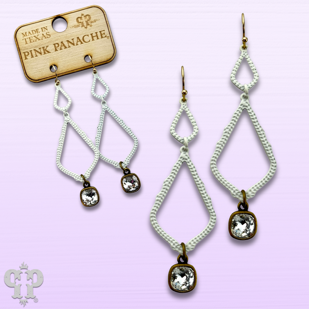 White Crystal Doble Teadrop Earring