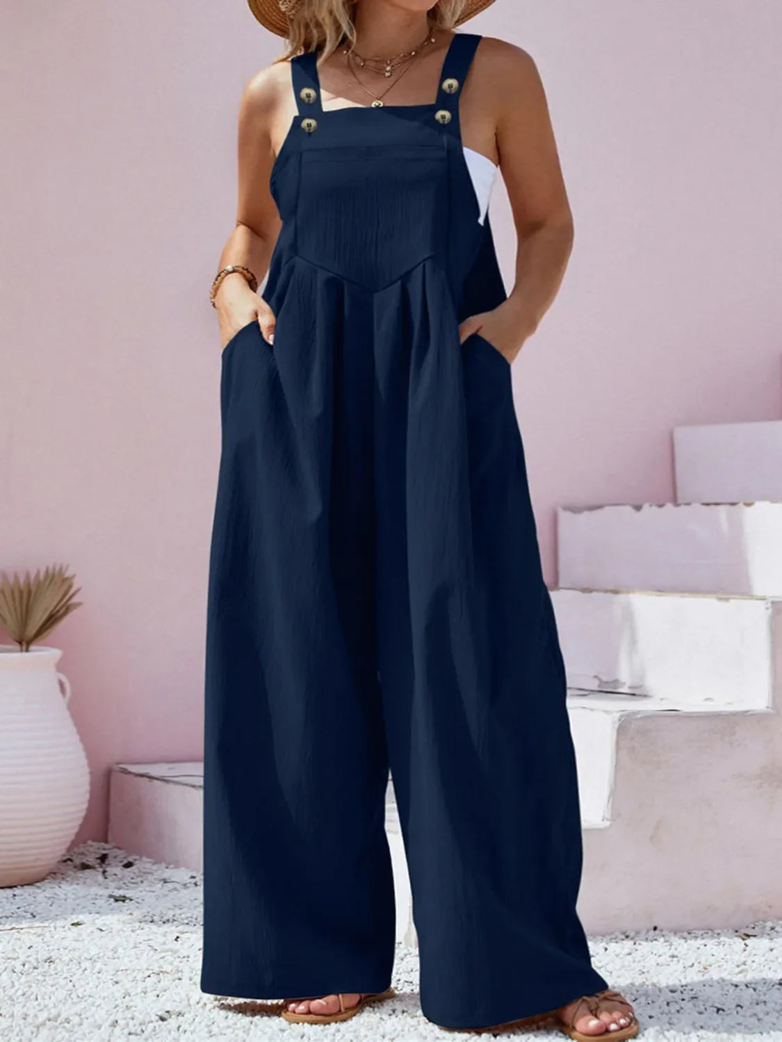 Square Neck Wide Leg Overalls