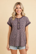 Heimish Mocha Leopard-Print Button-Front Top | S–3XL