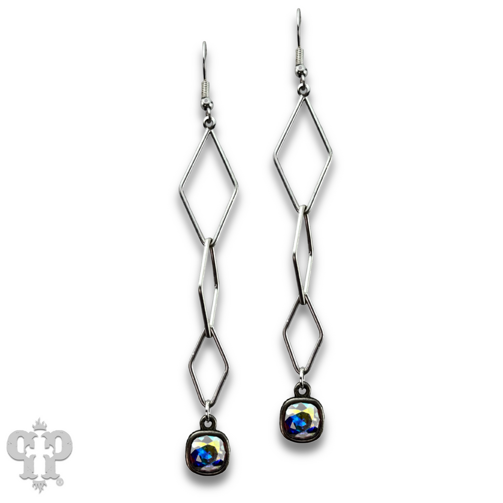 Silver diamond drop earring with Austrian crystal - LC