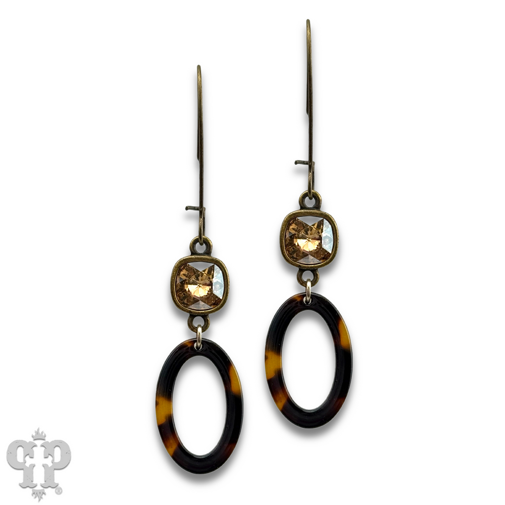 Tortoise Oval Crysta Earrings