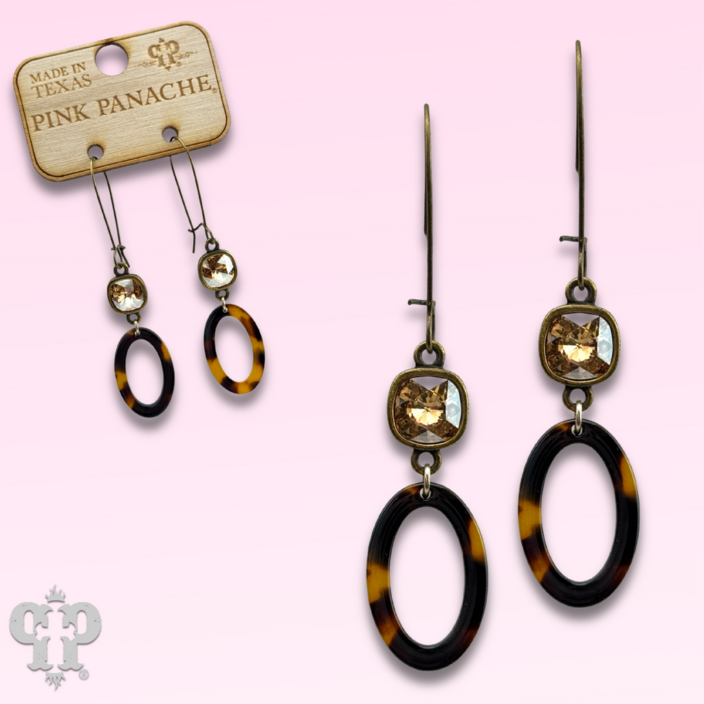 Tortoise Oval Crysta Earrings