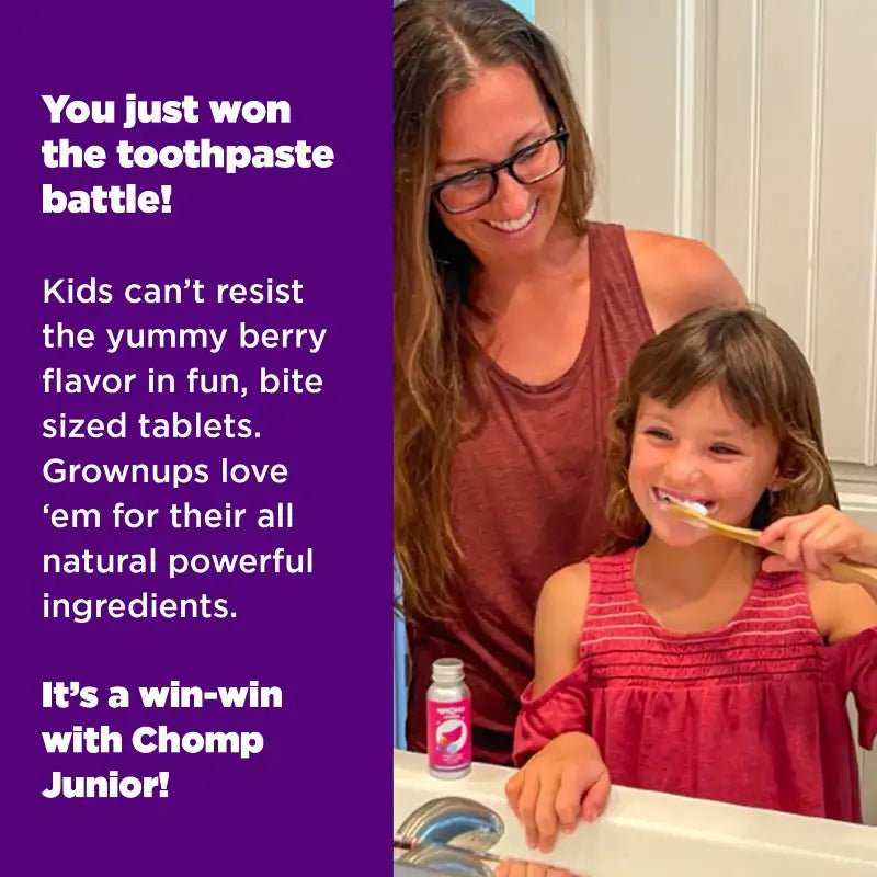 CHOMP JR NHAP Toothpaste Tablets Refills with Flossing Toothbrush