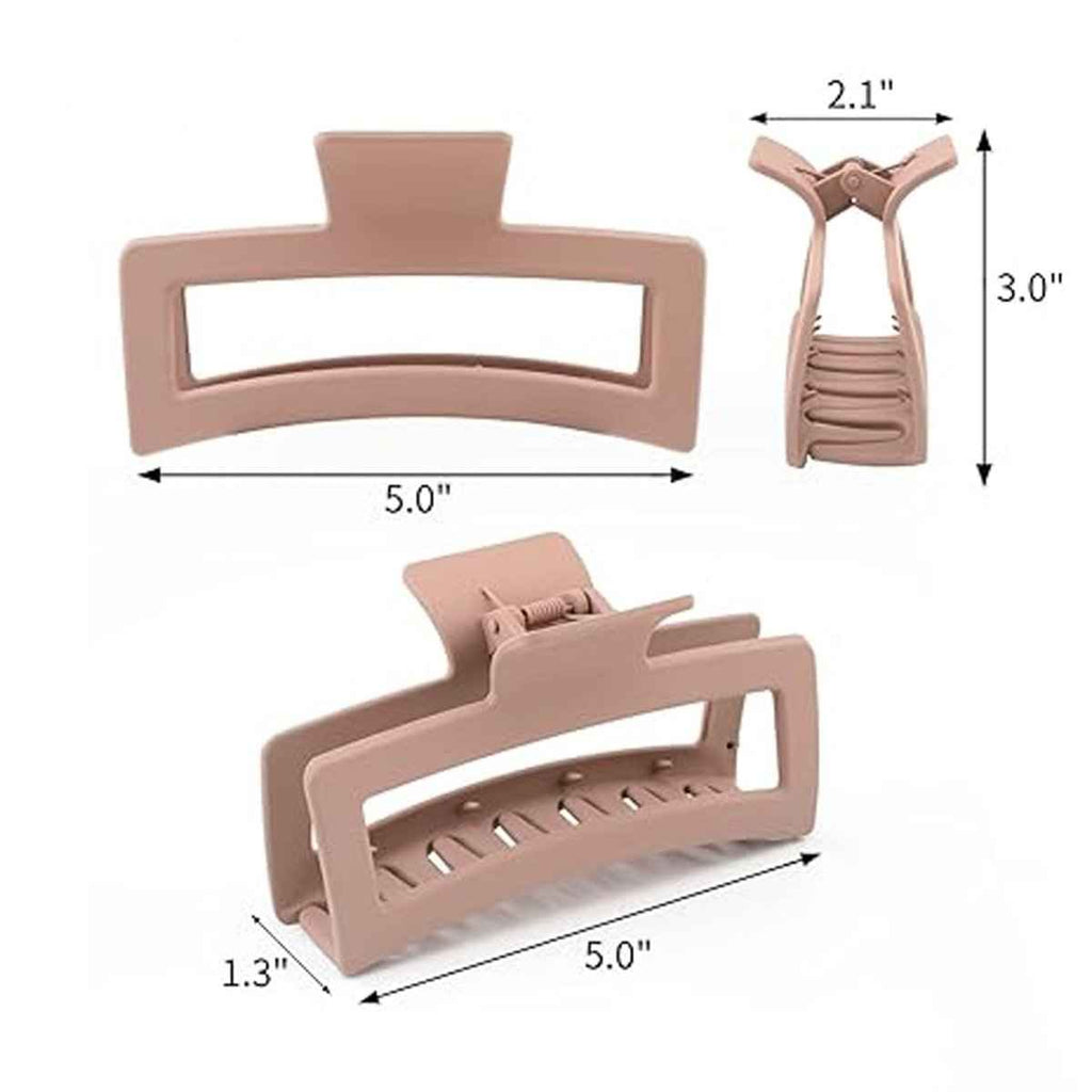Large Hair Claw Clips – 3 Pack Matte Grip for Curly or Straight Hair