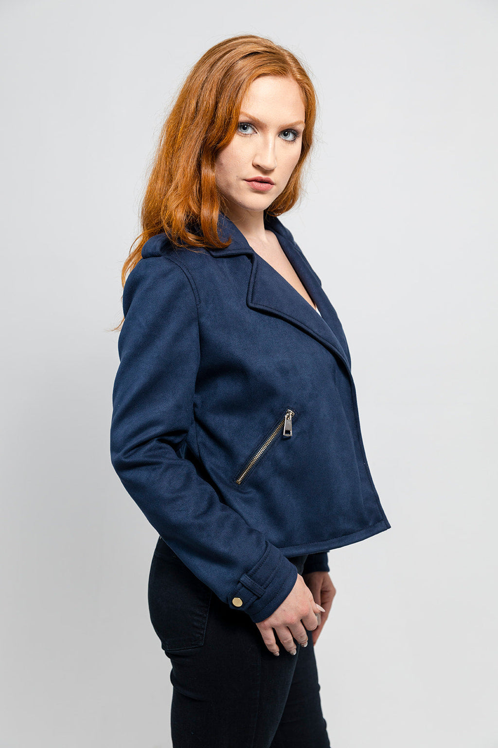 Megan Women's Draped Faux Suede Jacket