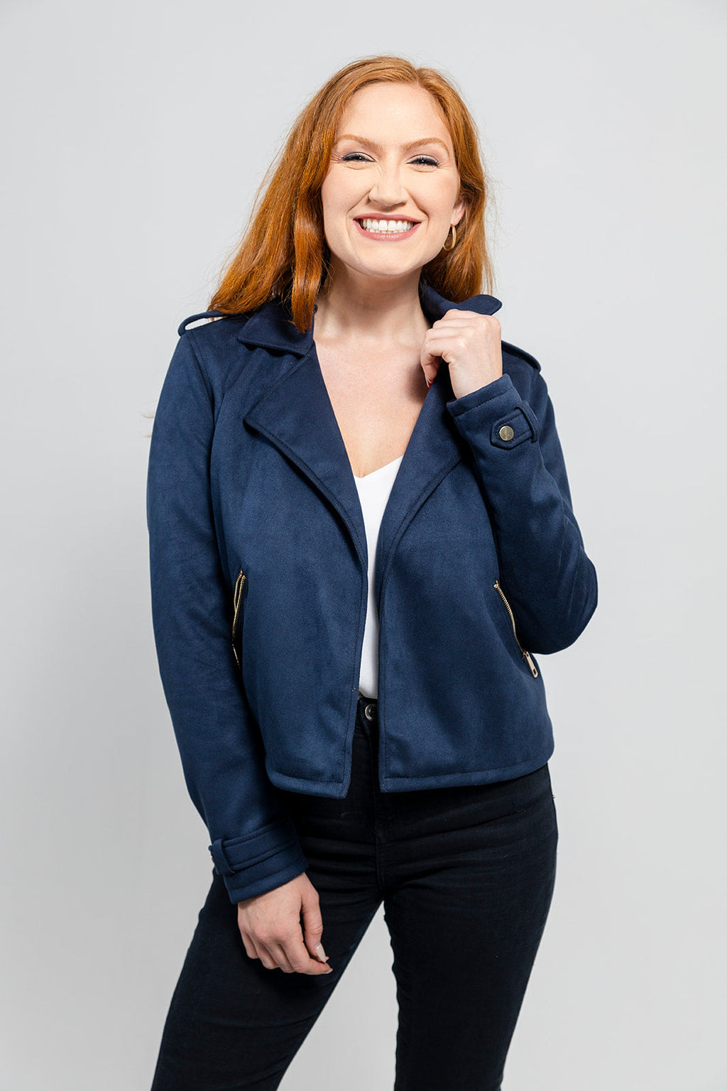 Megan Women's Draped Faux Suede Jacket