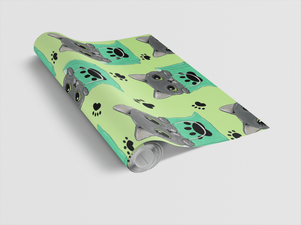 Shopping Kitty Wrapping Paper | Michelle Gilsey | Artist Corner