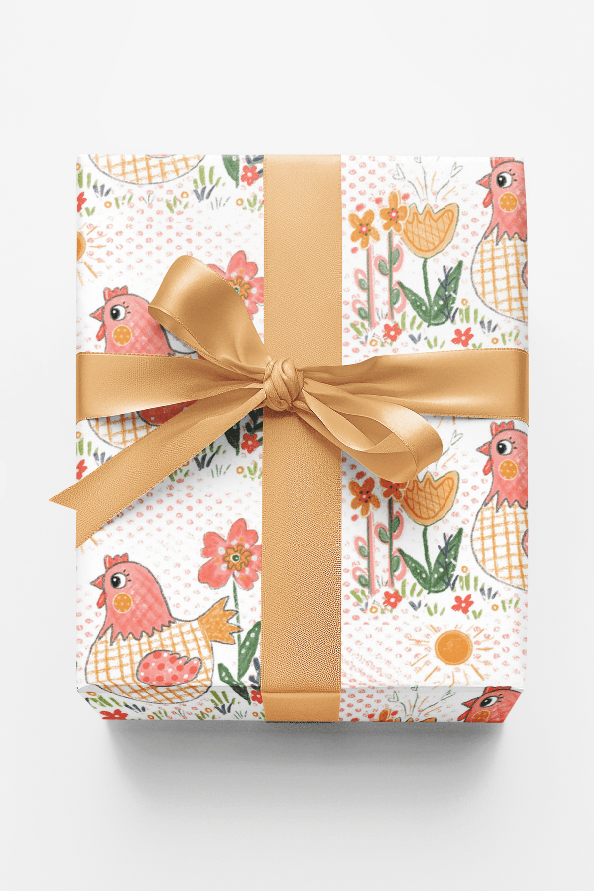 Floral Chicken Wrapping Paper | Michelle Gilsey | Artist Corner