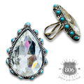 Tourquoise Rhinestone Teardrop Ring