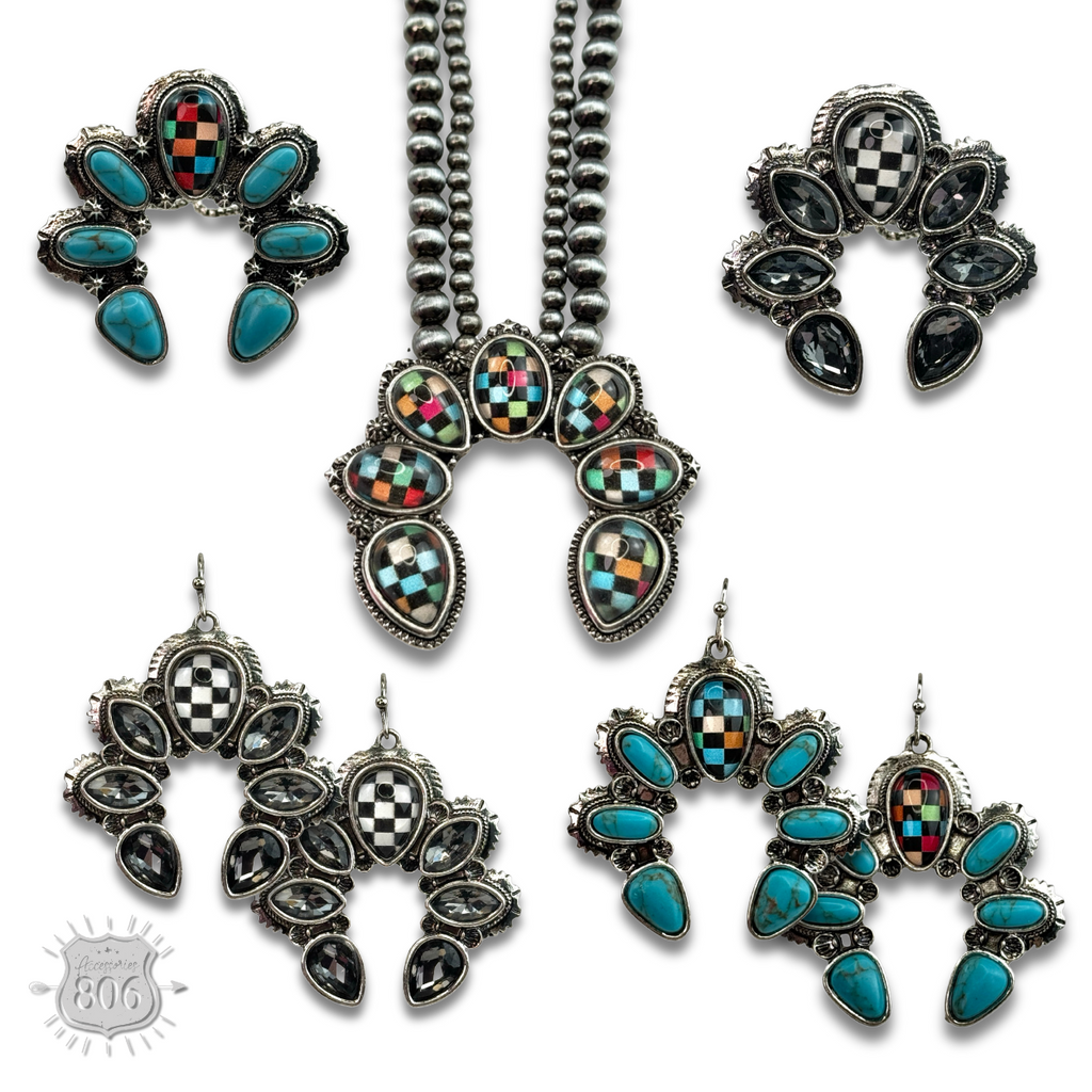 Checkerboard naja style earring