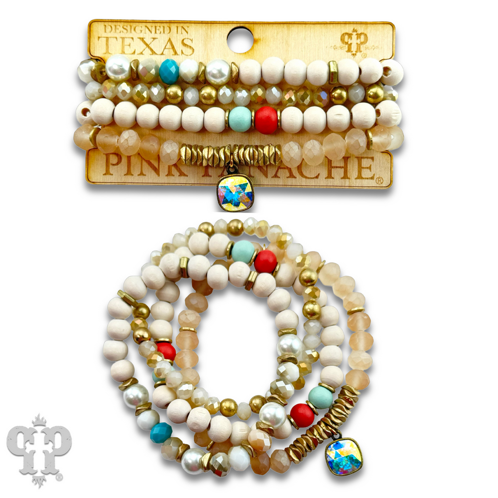 Colorful & White Crystal Bracelet Set