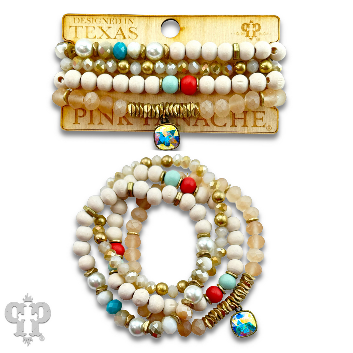 Colorful & White Crystal Bracelet Set