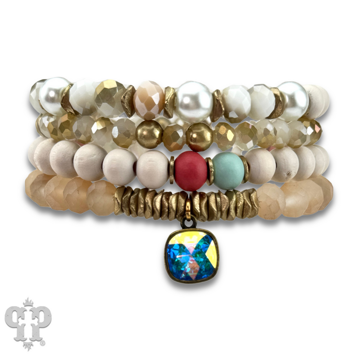 Colorful & White Crystal Bracelet Set